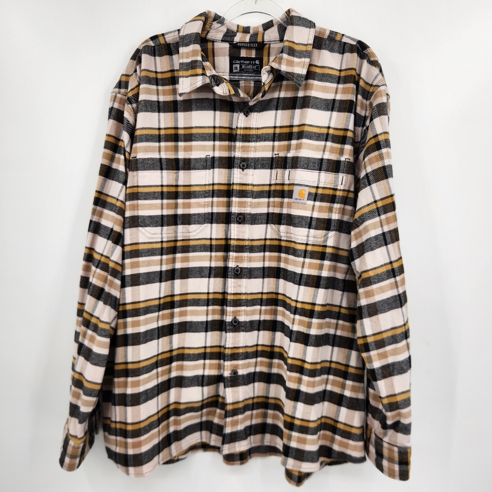 Carhartt Relaxed Fit Rugged Flex Flannel Shirt Mens Size 2XL Plaid Long Sleeve